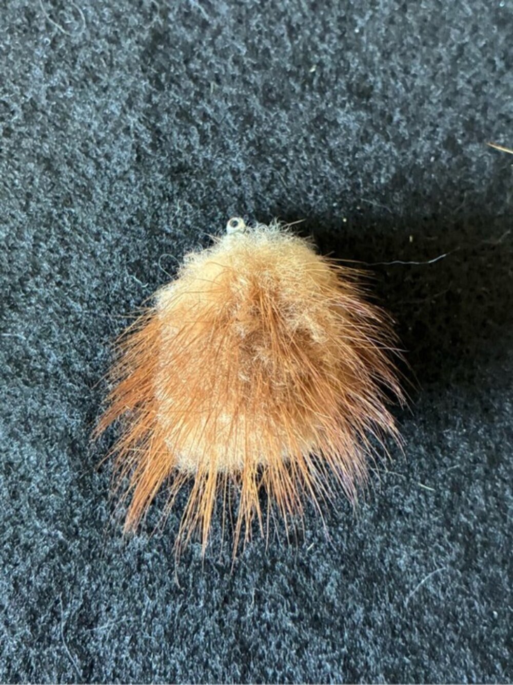 Vintage Fur Pom Pom Fluffy Brooch Or Necklace Pendant